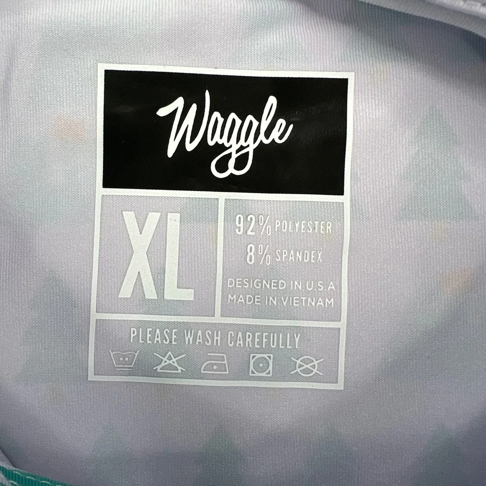 Waggle Fox Holes Polo Shirt Mens XL White Green Fox Print Performance Stretch - Picture 4 of 9